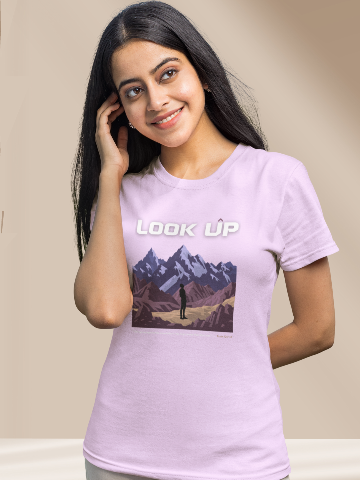 Look Up – Psalm 121:1-2 -  women's Christian t-shirt