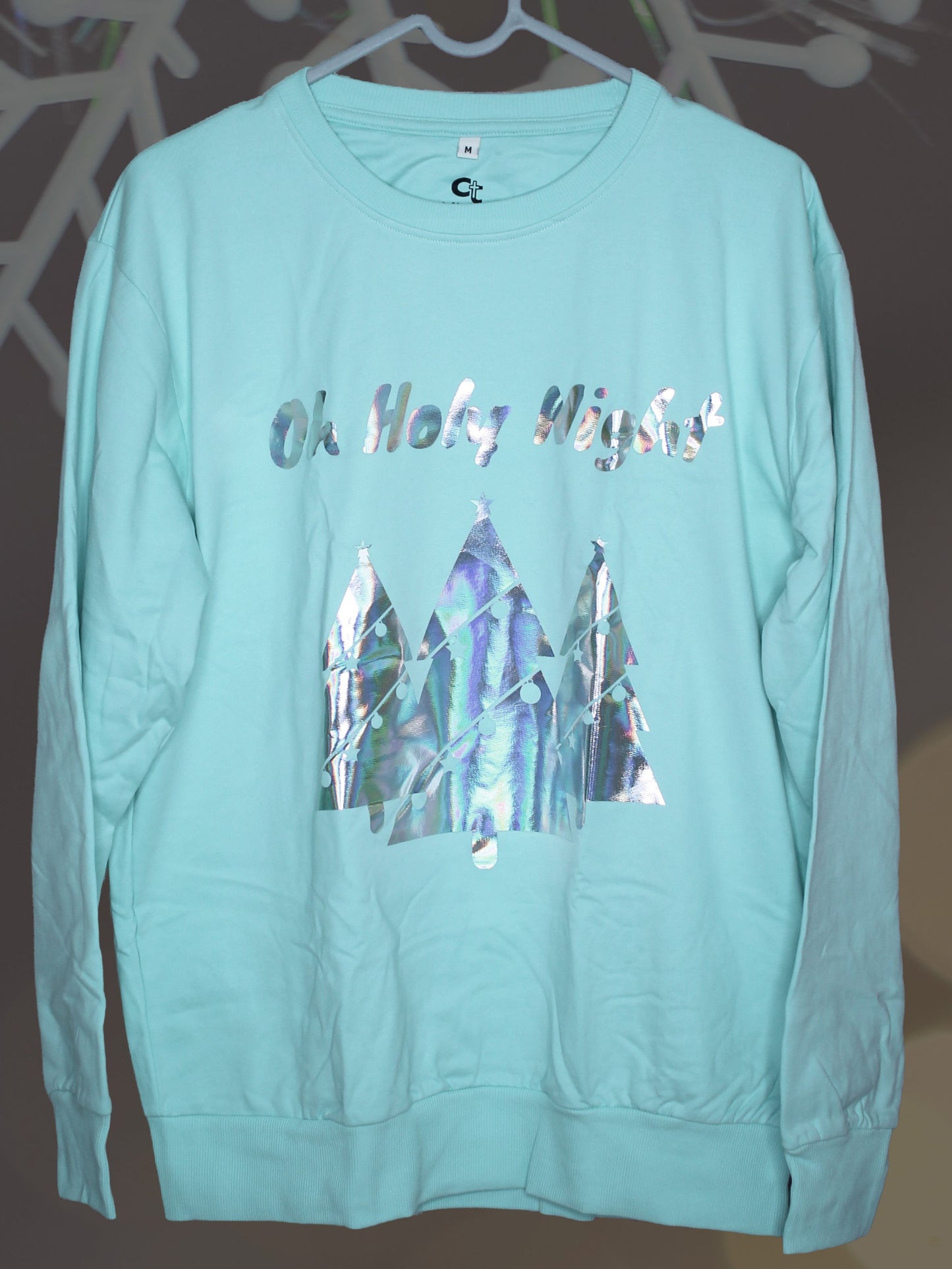 "Oh Holy Night" Rainbow Vinyl Unisex Christmas Sweatshirt