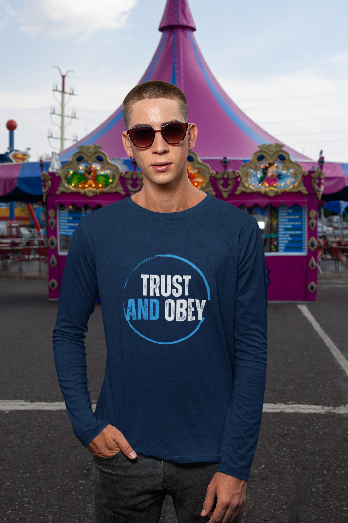 "Trust and Obey" Men’s full sleeve Christian t-shirt