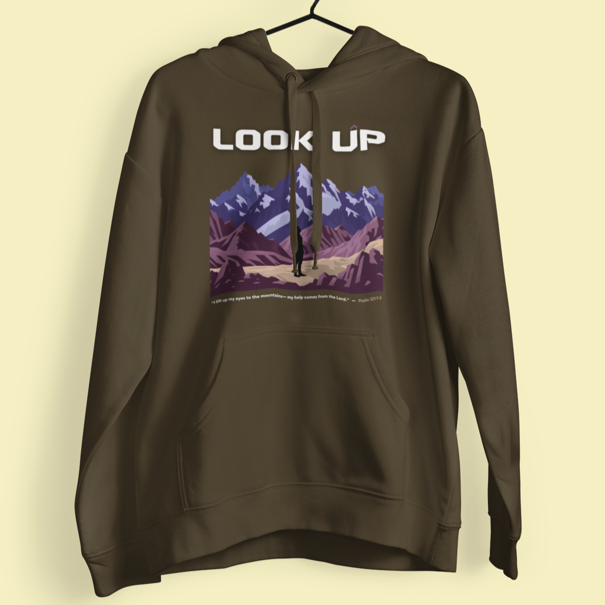 "Look Up" – Psalm 121:1-2  unisex Christian hooded sweatshirt