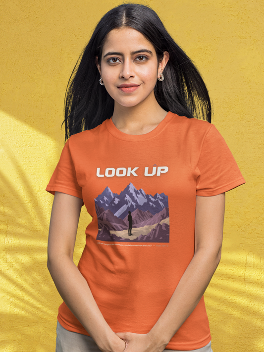 Look Up – Psalm 121:1-2 -  women's Christian t-shirt