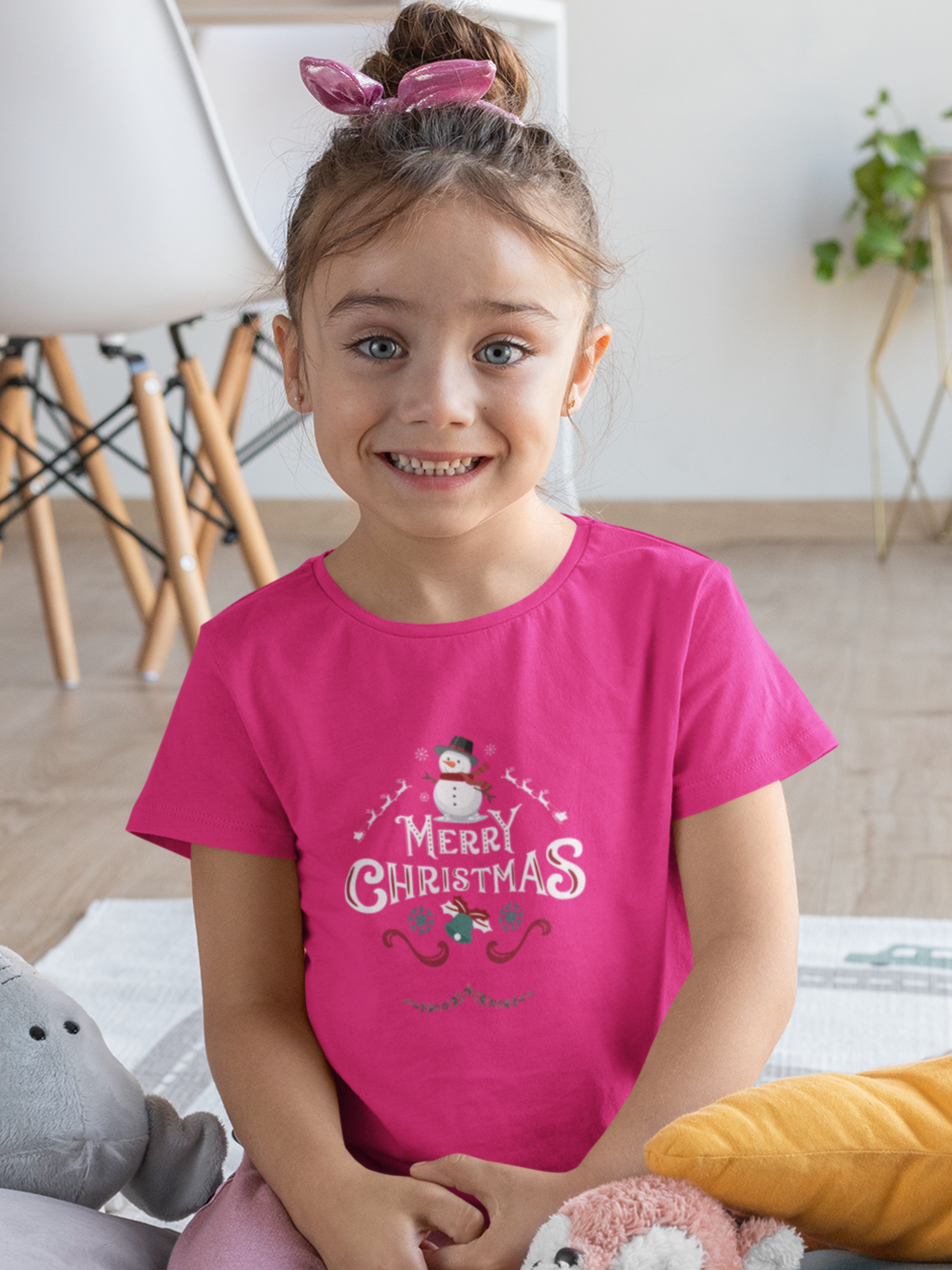 "Merry Christmas" Snowman Christmas T-Shirt for girls