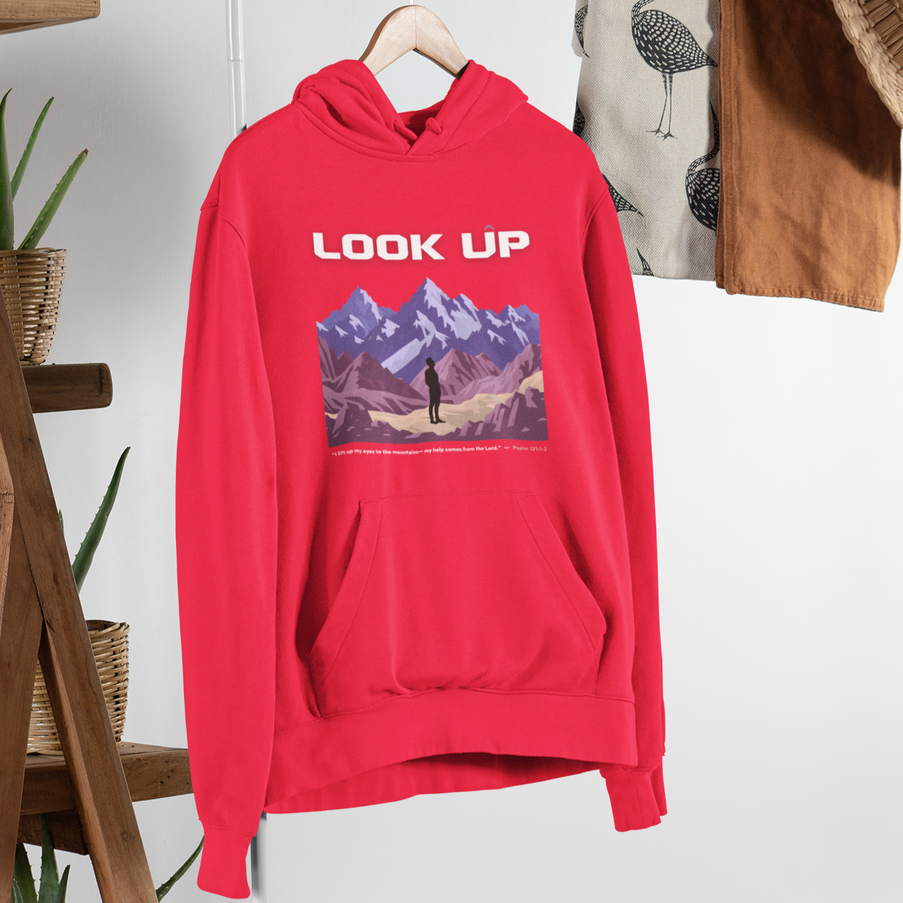 "Look Up" – Psalm 121:1-2  unisex Christian hooded sweatshirt