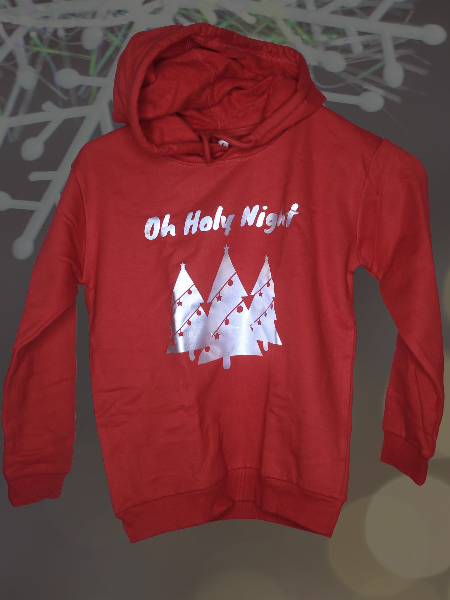 "Oh Holy Night" kids rainbow vinyl christmas hooded sweatshirt