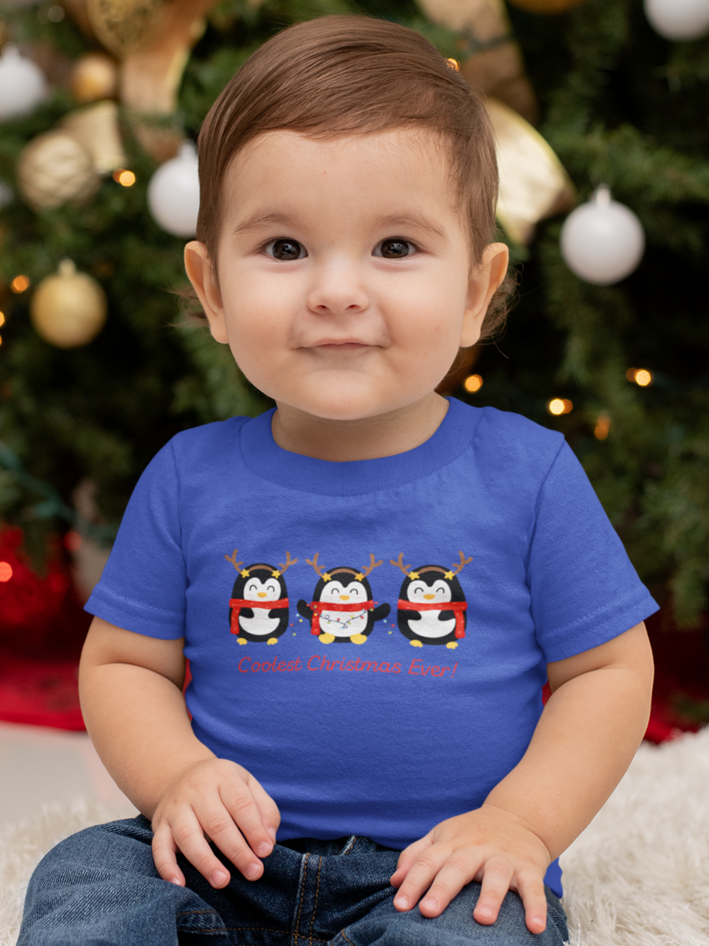 "Coolest Christmas Ever" Penguin Christmas T-Shirt for boys - This is the title