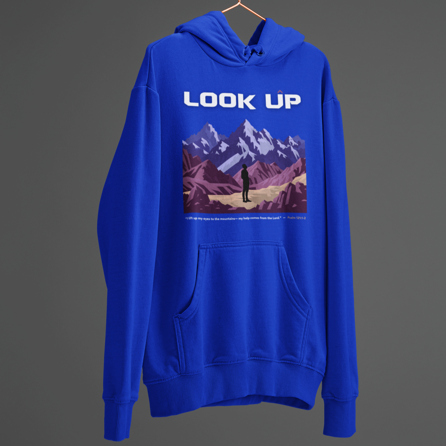 "Look Up" – Psalm 121:1-2  unisex Christian hooded sweatshirt