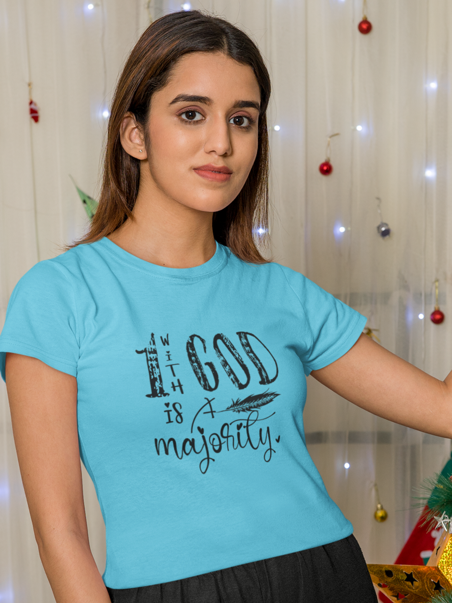 "1 with God is a Majority" women's Christian t-shirt