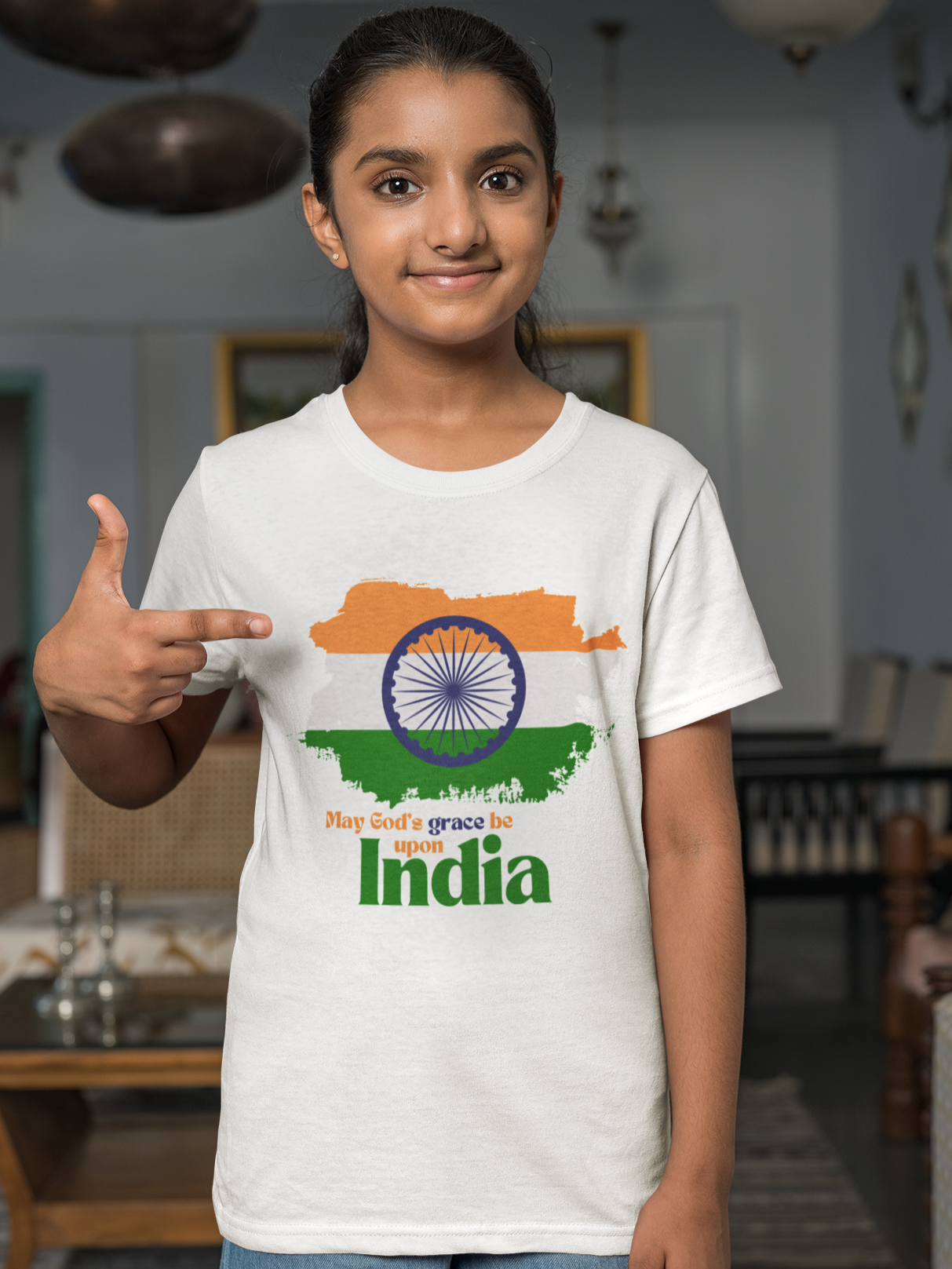 "May God's Grace Be Upon India" girls christian t-shirt