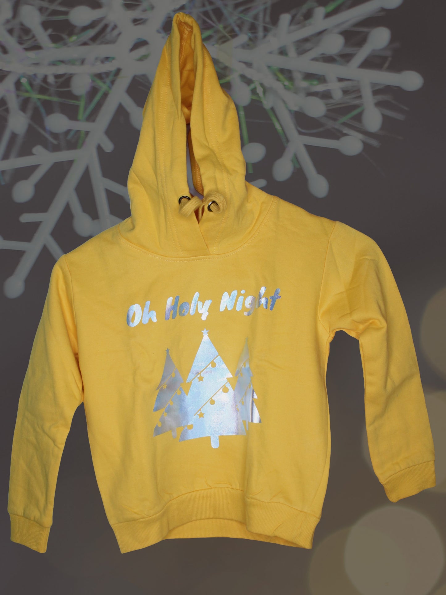 "Oh Holy Night" kids rainbow vinyl christmas hooded sweatshirt