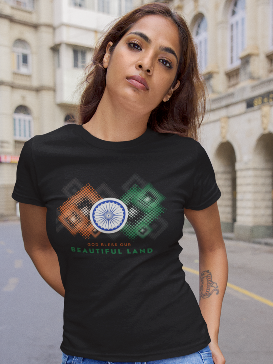 "God Bless Our Beautiful Land" women's Christian T-shirt