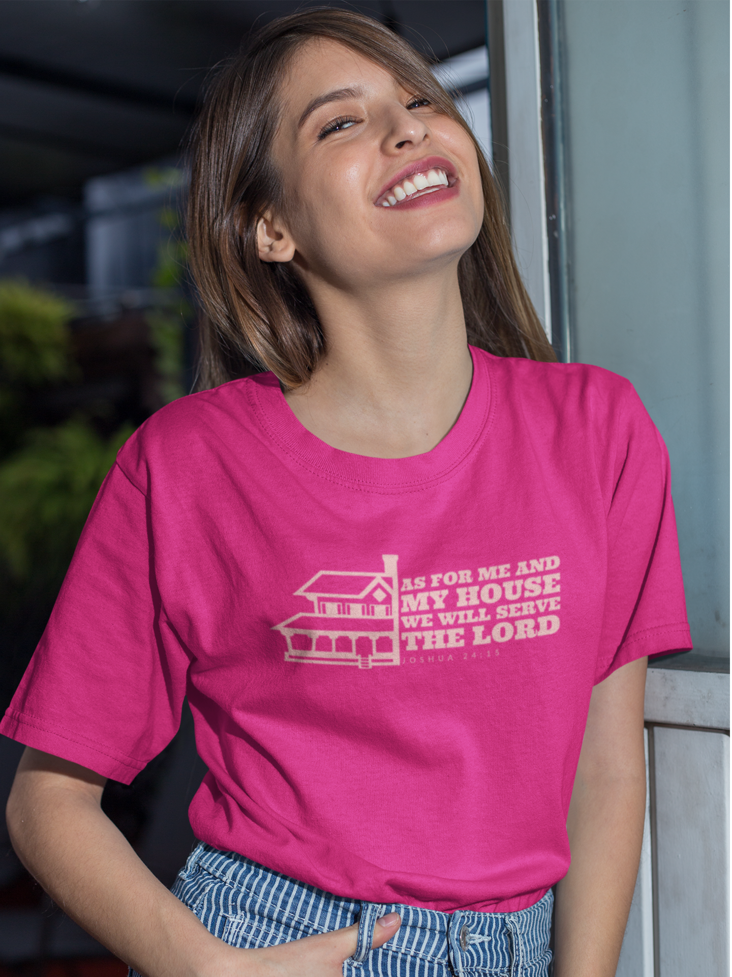 "As for Me and My house We will serve the Lord" women's Christian t-shirt