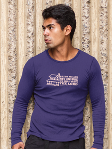 Navy Blue "As for Me and My house We will serve the Lord" Men’s full sleeve Christian t-shirt