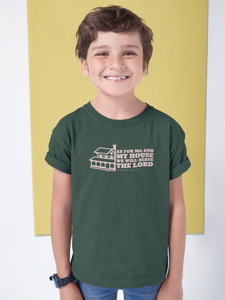 Bottle green "As for Me and My house We will serve the Lord" boys christian t-shirt