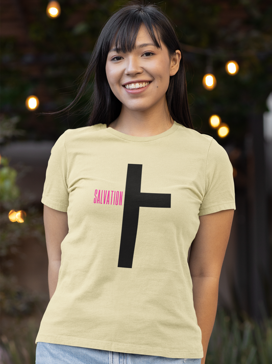 Beige “Salvation” women's christian t-shirt