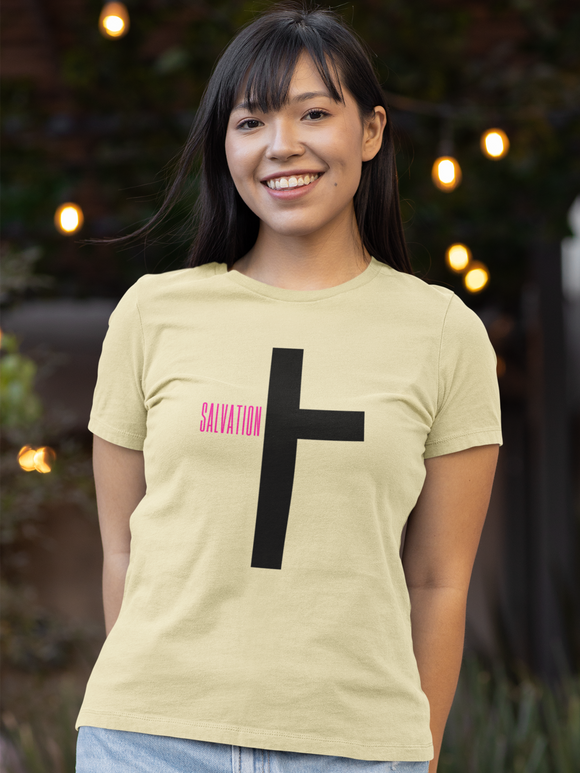 Beige “Salvation” women's christian t-shirt