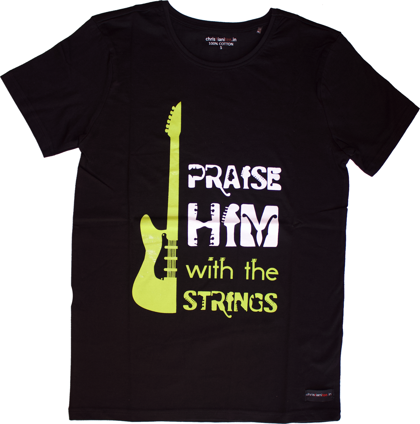 Black “Praise him with the strings” unisex Christian t-shirt