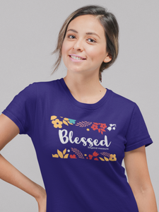 Navy Blue "Blessed beyond measure" women's christian t-shirt