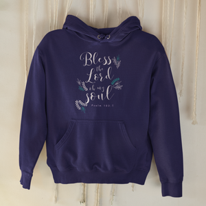 Navy Blue "Bless the Lord oh my soul" unisex christian hooded sweatshirts