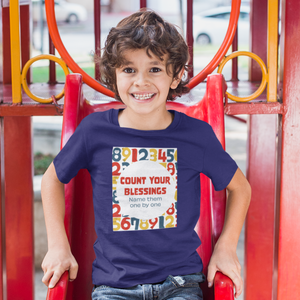 Navy Blue "Count your blessings" boys christian t-shirt