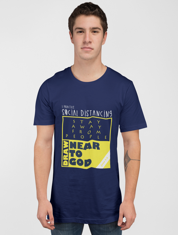 Navy Blue 'Draw near to God - Social Distancing' unisex Christian T-Shirt