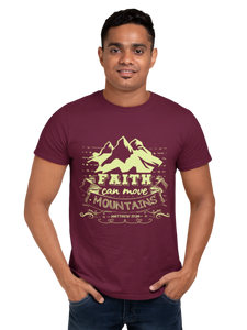 Maroon "Faith can move mountains" unisex christian t-shirt