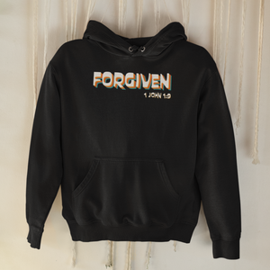 Black "Forgiven" unisex christian hooded sweatshirt