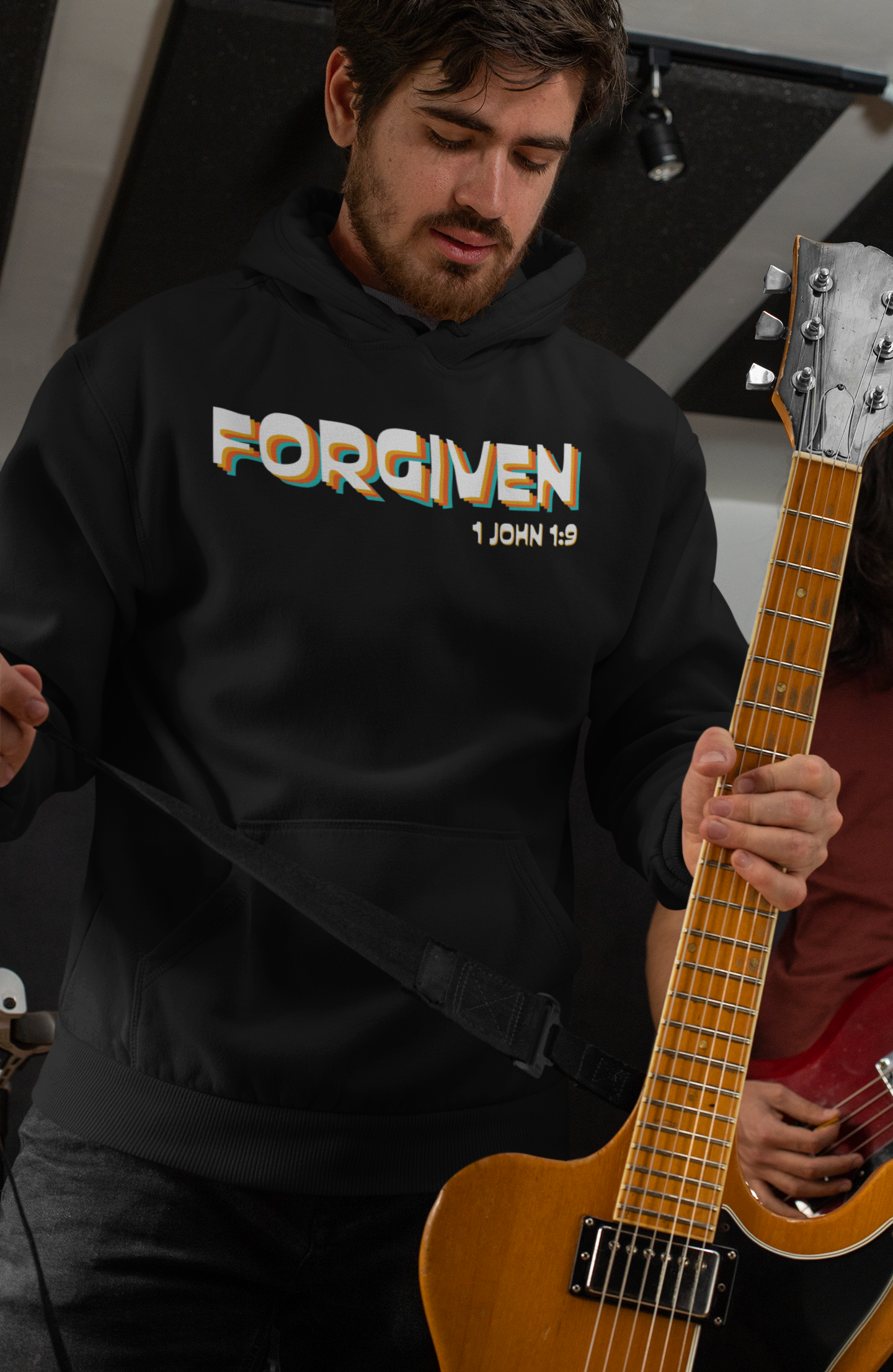 Black "Forgiven" unisex christian hooded sweatshirt