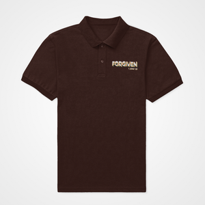 Coffee brown "Forgiven" unisex christian polo t-shirt