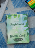 "Righteous will thrive like a Green Leaf" Premium Wiro Bound Christian Notebook (A5)