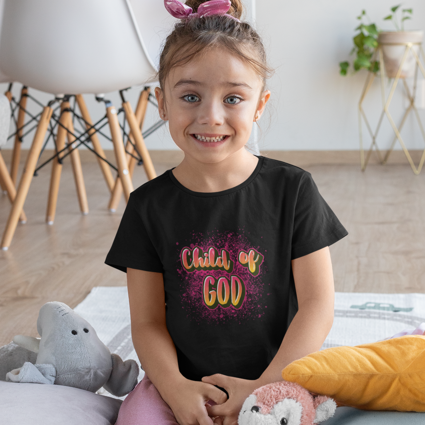 Black "Child of God" girls christian t-shirt