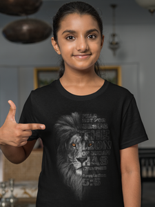 Black "Lion of Judah" girls christian t-shirt
