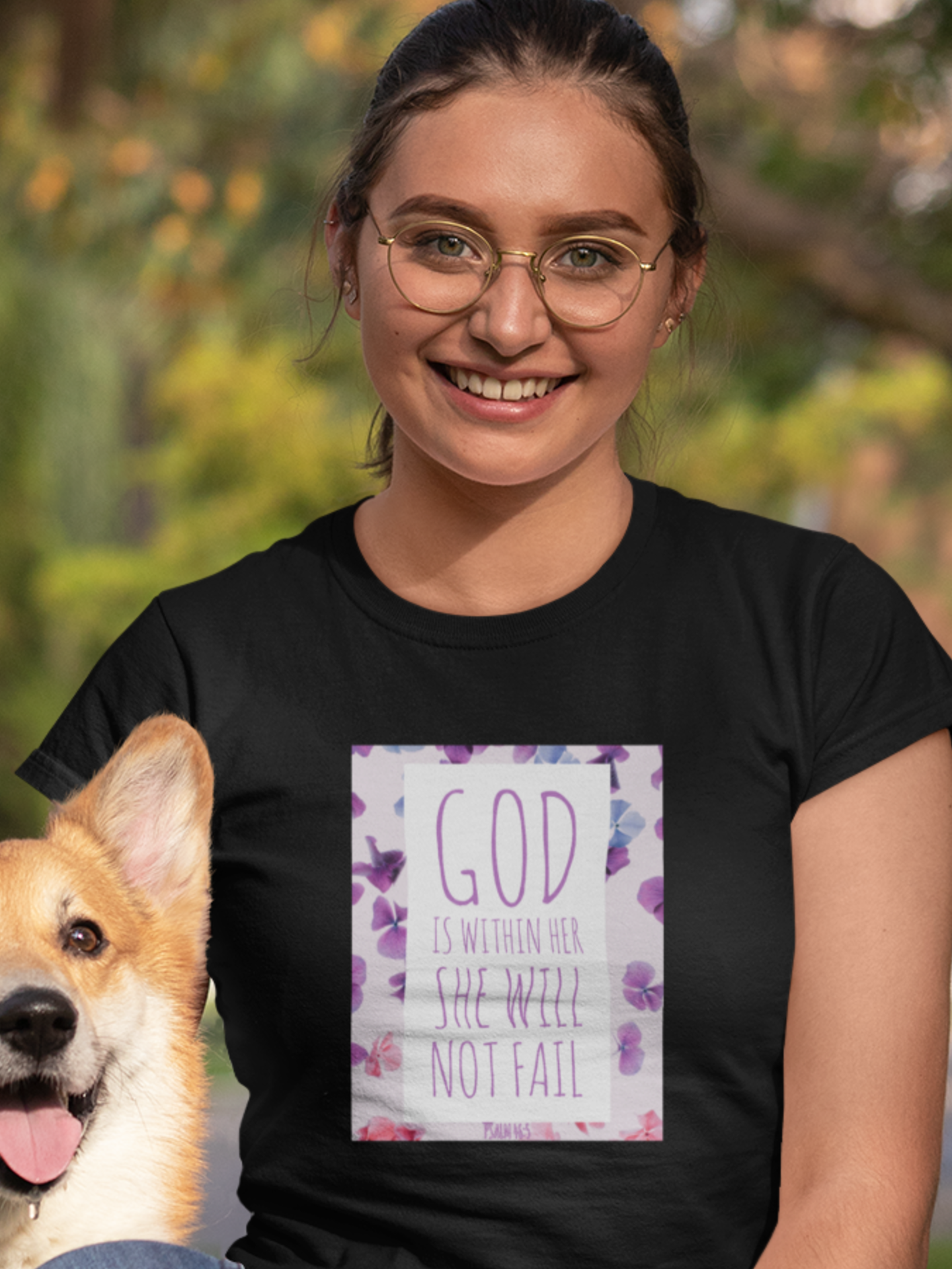 Black "God is within her" women's christian t-shirt