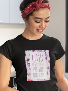 Black "God is within her" women's christian t-shirt