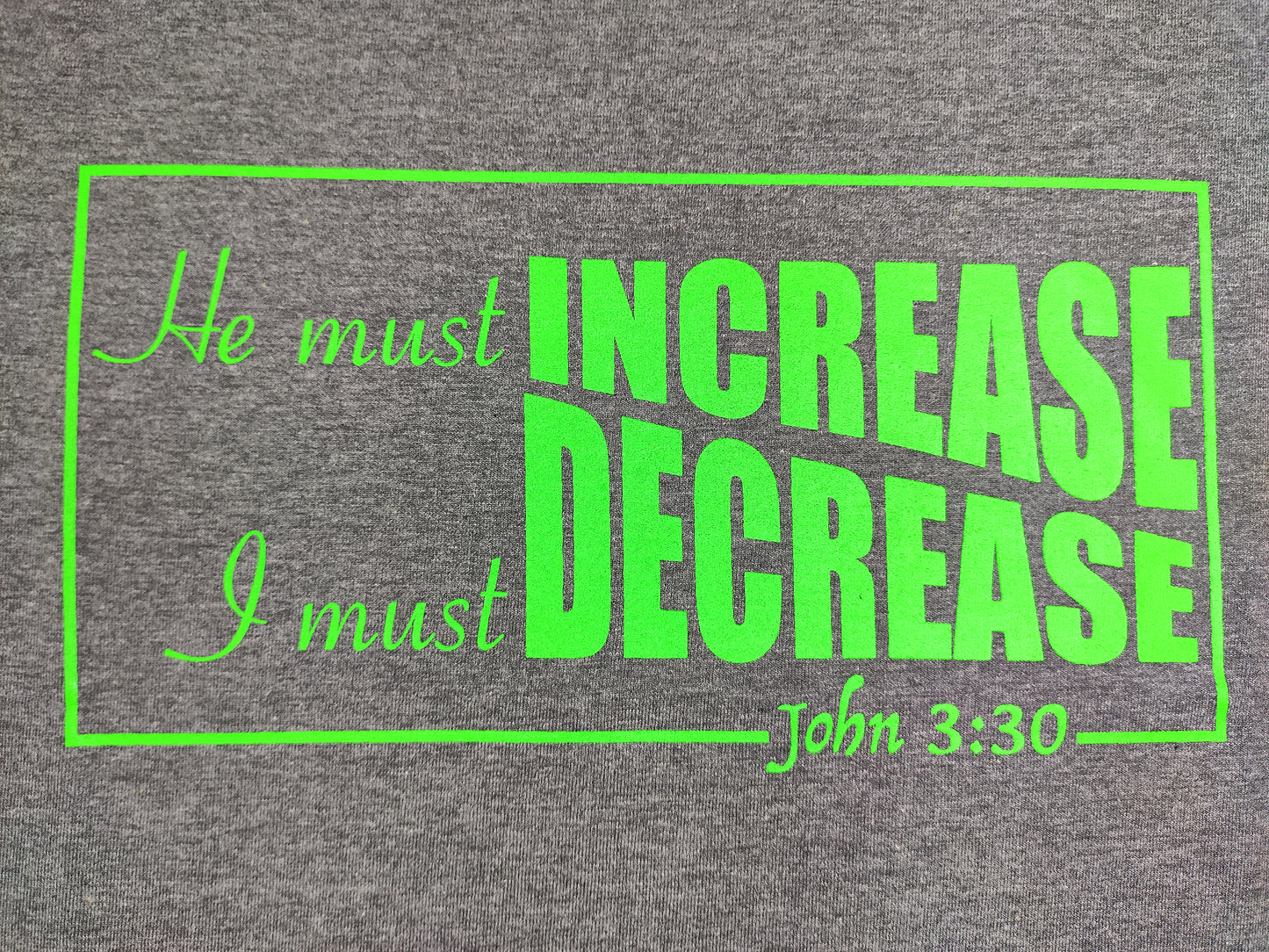 Gloomy Grey “He must Increase, I must Decrease” unisex Christian T-Shirt