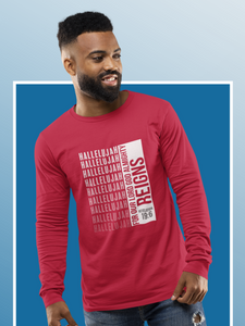 Red "Hallelujah for our Lord God Almighty reigns" Men’s full sleeve Christian t-shirt