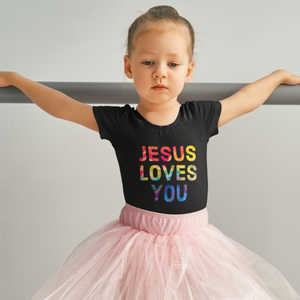 Black "Jesus loves you" girls christian t-shrt