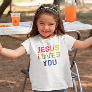 White "Jesus loves you" girls christian t-shirt