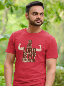 Red "The joy of the Lord is my strength" unisex christian t-shirt