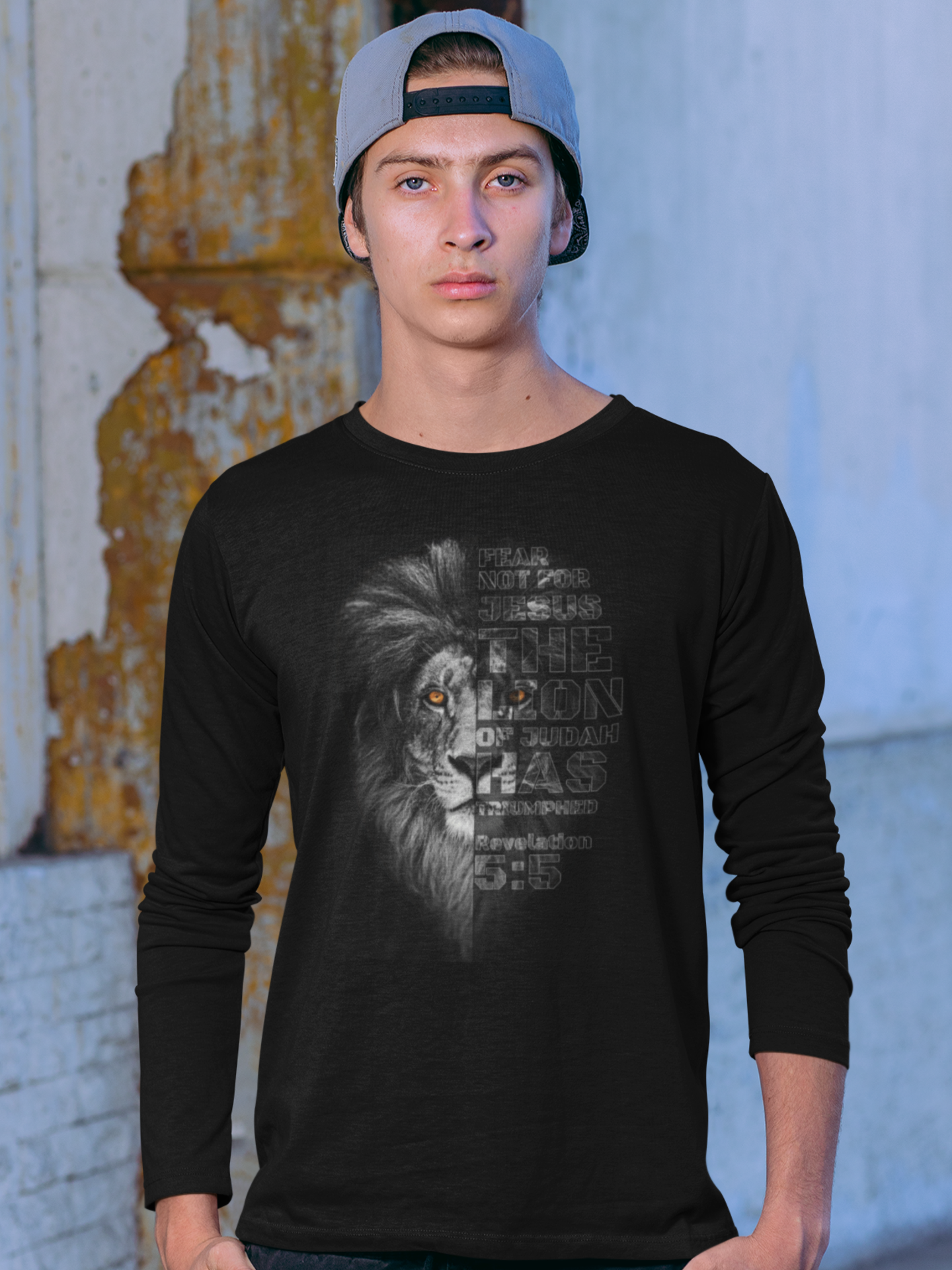 Black "Lion of Judah" Men’s full sleeve Christian t-shirt