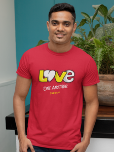Red "Love one another" unisex Christian t-shirt