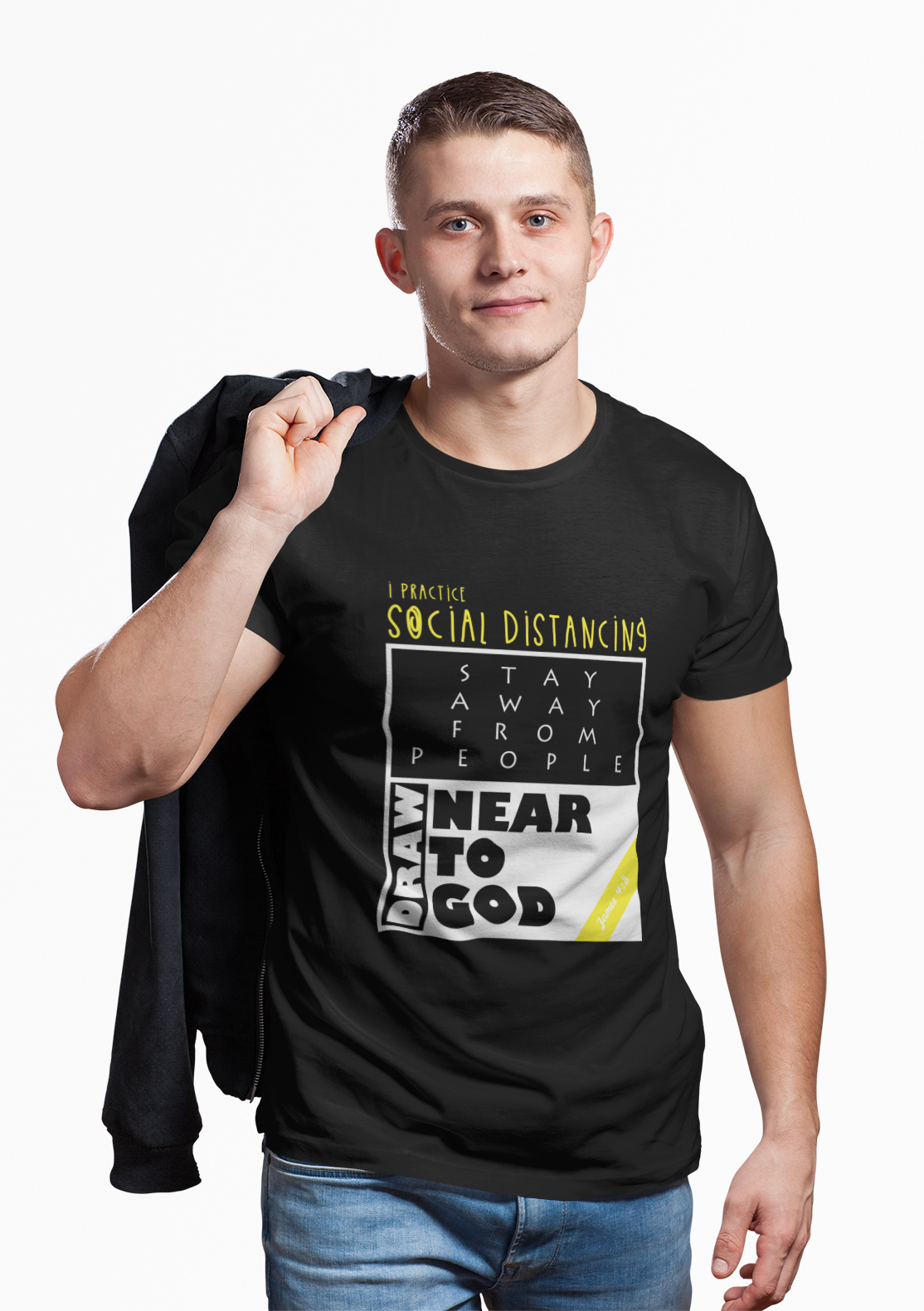 Black 'Draw near to God - Social Distancing' unisex Christian T-Shirt