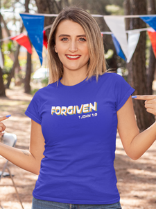 Royal Blue "Forgiven" women's christian t-shirt