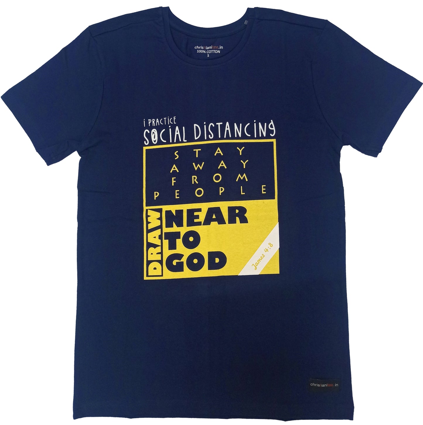 Navy Blue 'Draw near to God - Social Distancing' unisex Christian T-Shirt