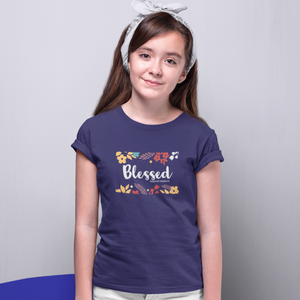 Navy blue "Blessed beyond measure"  girls christian t-shirt