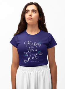 Navy Blue "Bless the Lord oh my soul" women's christian t-shirt