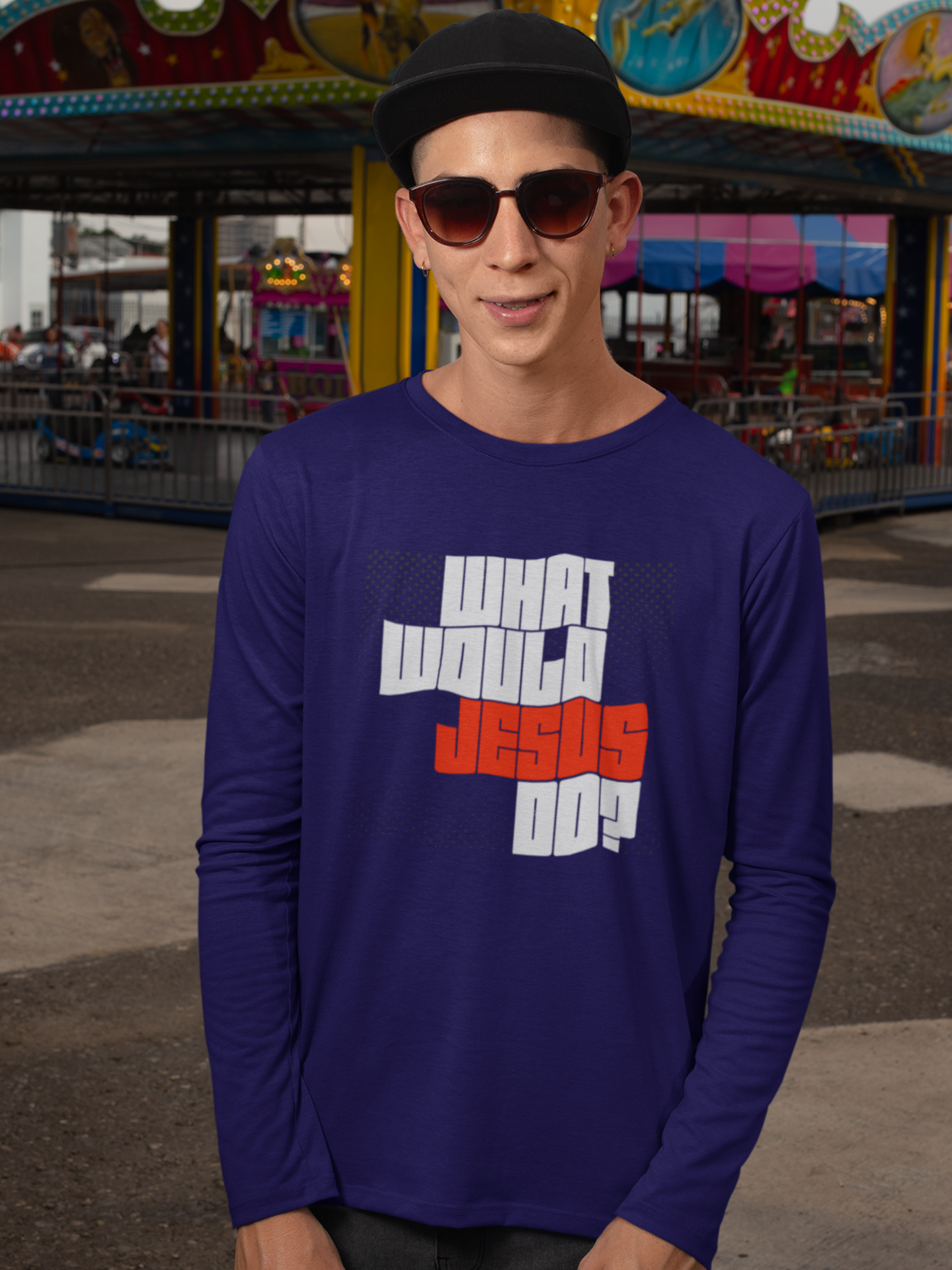 "What would Jesus do?" Men’s full sleeve Christian t-shirt