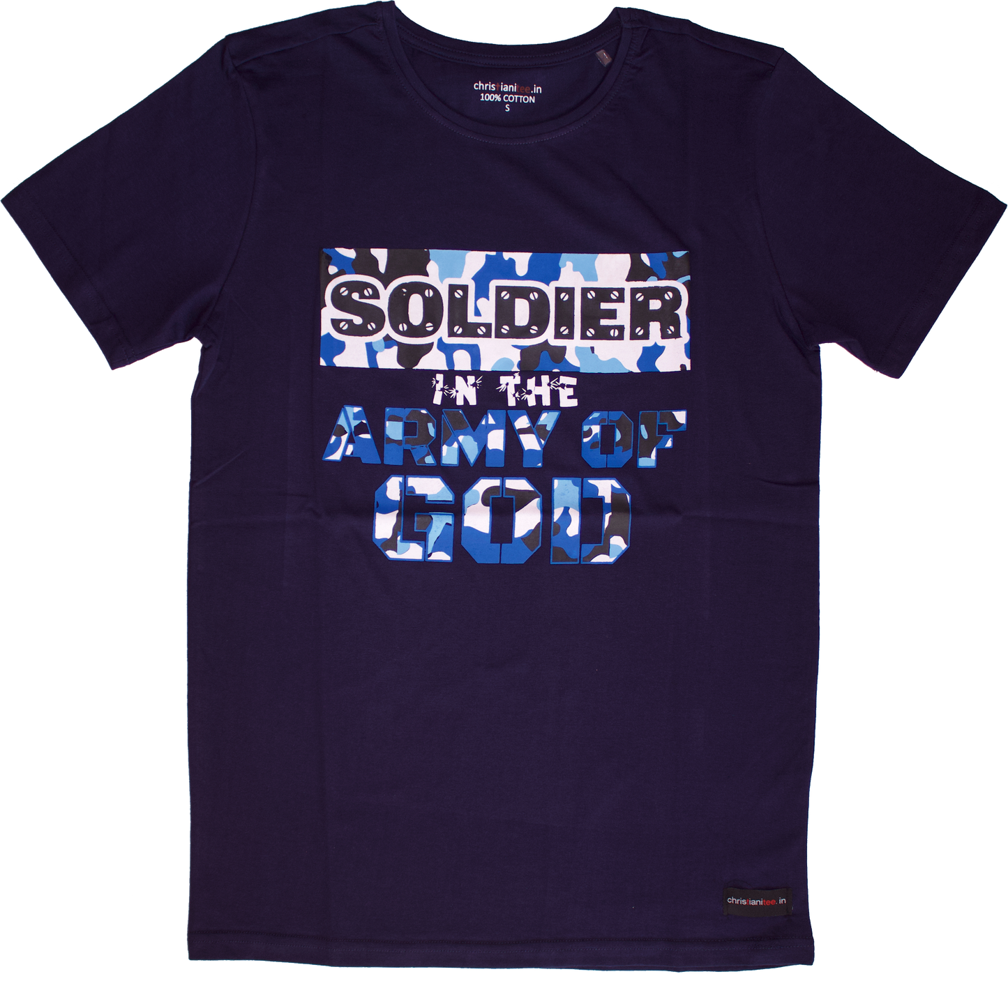 Navy Blue 'Soldier in the Army of GOD' unisex christian t-shirt