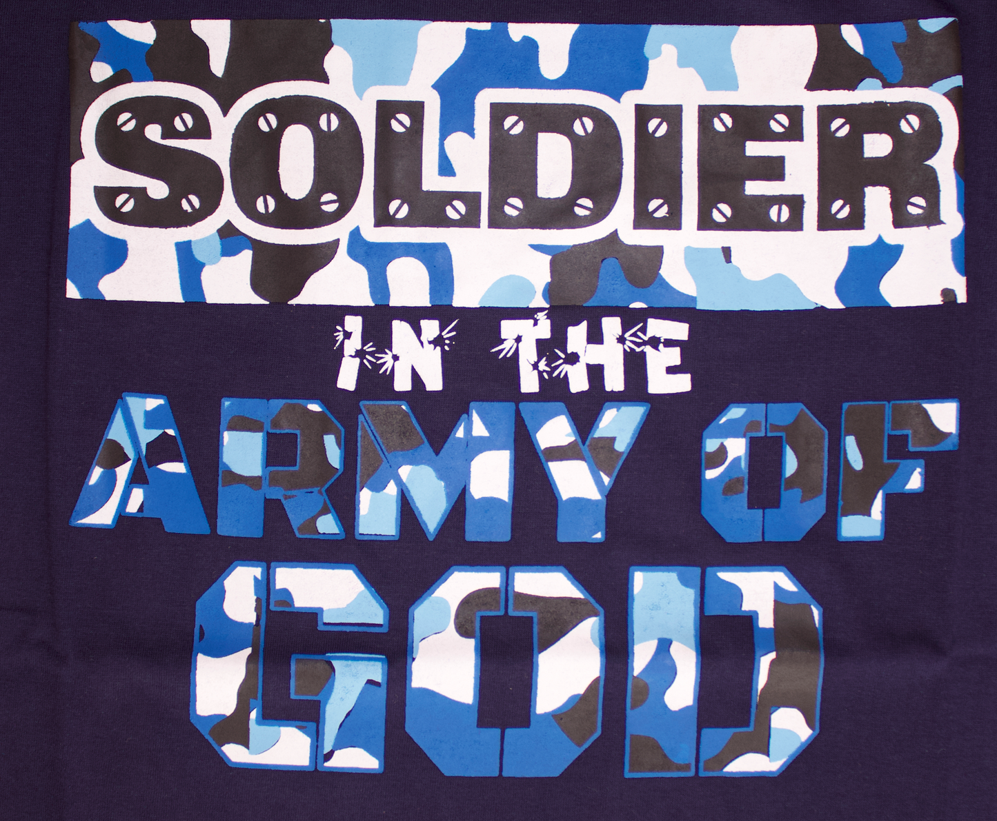 Navy Blue 'Soldier in the Army of GOD' unisex christian t-shirt