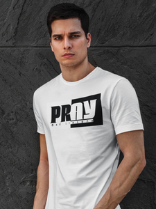 White "Pray" unisex christian t-shirt