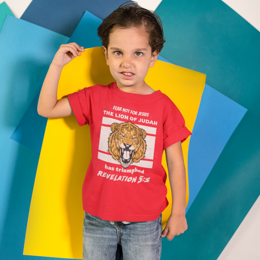 Red "Lion of Judah" boys christian t-shirt